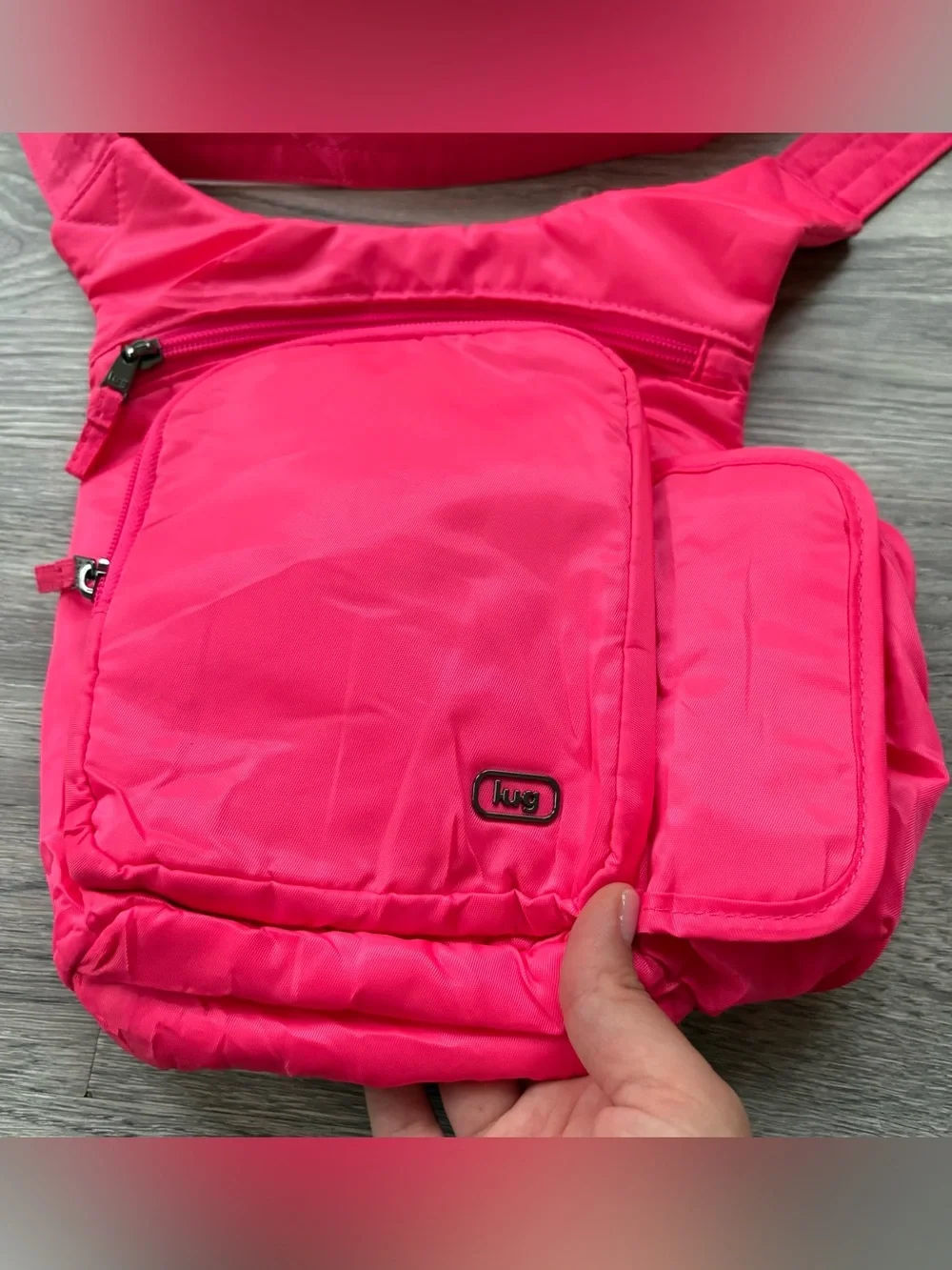 Lug Pivot Crossbody Shoulder Bag Hot Pink Neon Magentaorganizer Travel - Picture 2 of 8